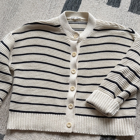 Alex Mill Cream Cardigan with navy Stripes - Picture 3 of 5